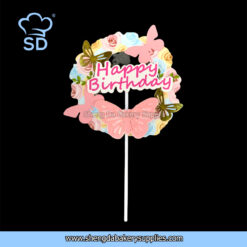 HBD Butterfly Pink Topper