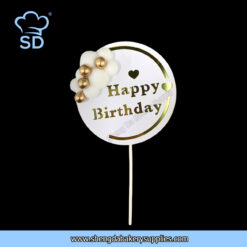 MJ HBD Circle Topper With Gold Ball