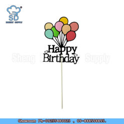 Colorful Balloon HBD Black Topper