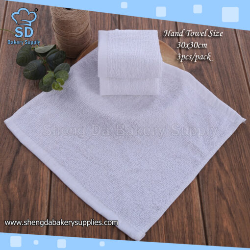 White Hand Towel 3pcs Sheng Da Food Service